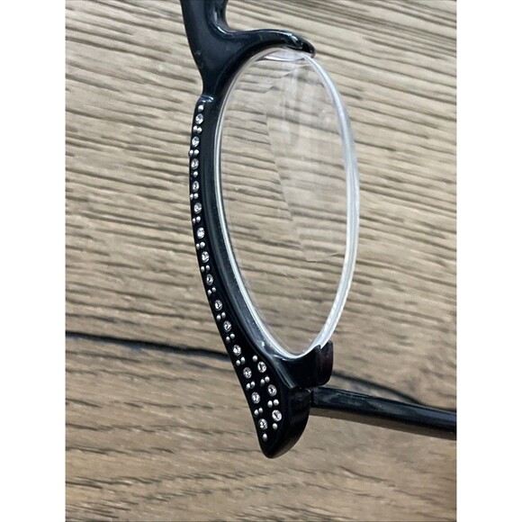 Vintage France Cat Eye Eyeglasses Frames ONLY Rhinestone Black half rim - Picture 9 of 13